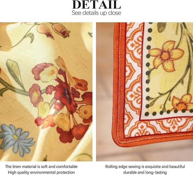 bilin gaier Designer French Linen Small Table Runner, Floral Pattern, Dining - Image 5