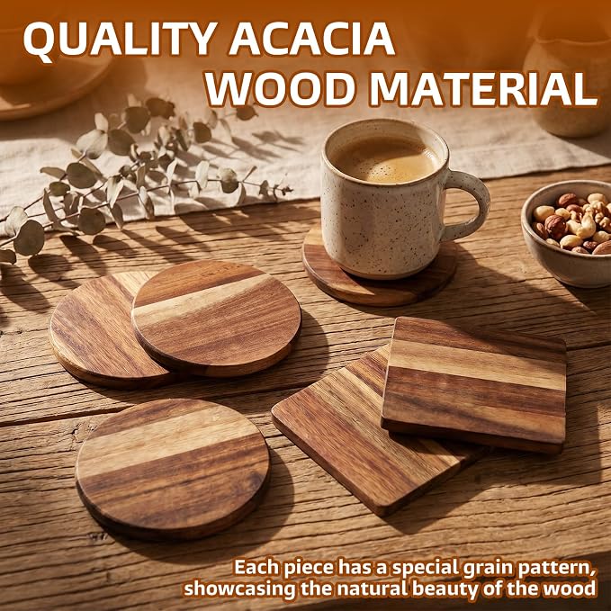 72 Pcs Unfinished Acacia Wood Coasters Bulk, 4 Inch Round Wooden Coasters - Image 3