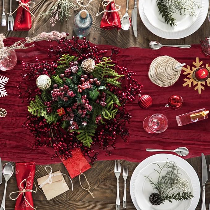 1 Pack Cheesecloth Table Runner 10Ft Christmas Gauze Boho Table Runners - Image 5