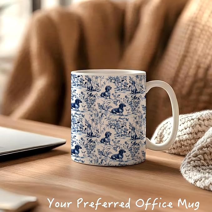 Chinoiserie Dachshund Mug, Grandmillennial Sausage Weiner Dog Coffee Tea Mug - Image 4