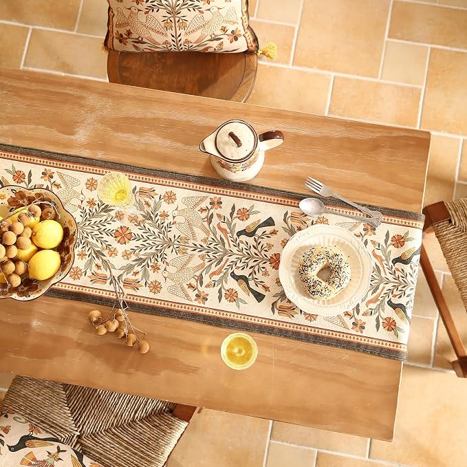 bilin gaier Designer French Linen Table Runner, Floral Pattern, Dining Table - Image 6
