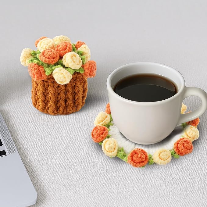 Crochet Flower Coasters, Handmade Bouquet Coasters - Image 6
