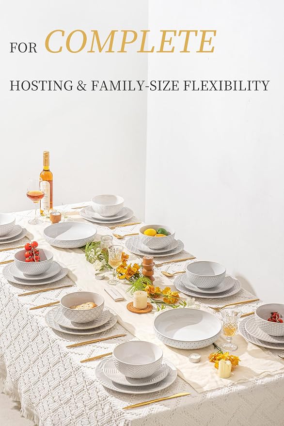 FOBENTA 32-Piece Luxury Dinnerware Set, Complete Plates and Bowls Set - Image 4
