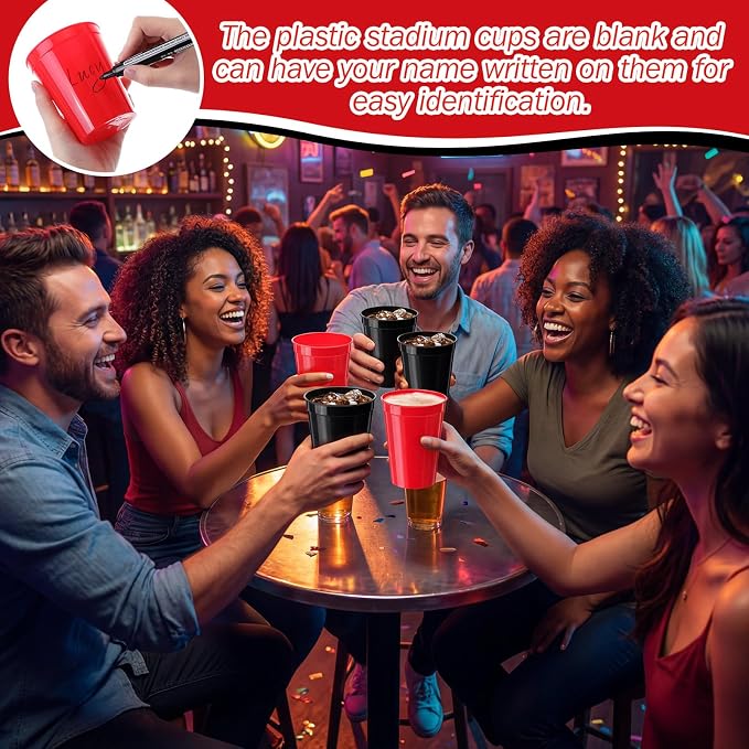 Yungyan 100 Pack 16 oz Stadium Cups Reusable Plastic Cups Blank Drink Stadium - Image 4