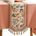 bilin gaier Designer French Linen Small Table Runner, Floral Pattern, Dining by bilingaier
