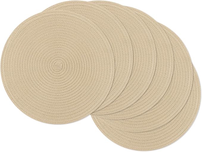 SHACOS 15 inch Round Braided Placemats Set of 6 Cotton Polyester Heat Resistant by SHACOS