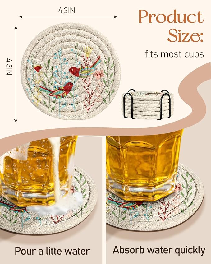 Absorbent Cup Coasters Set of 6 - Image 4