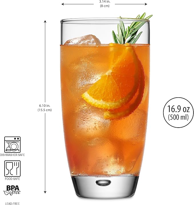 Glaver's Highball Glasses Set Of 4, 16 Oz. Drinking Glasses, Unique Water Glass - Image 4