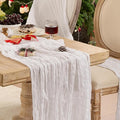 12 Pack White Cheesecloth Table Runner Boho Gauze Wedding Decor | 120 Inch by Playieer