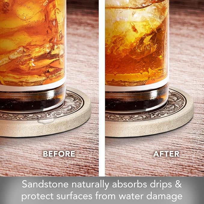 Thirstystone Monogram Letter Absorbent Sandstone Coaster 4-Pack | Manufactured - Image 7