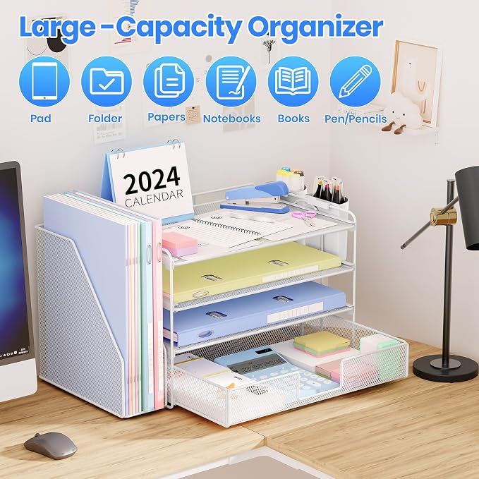 Desk Organizer, 4-Tier Desktop File Organizer - Image 4