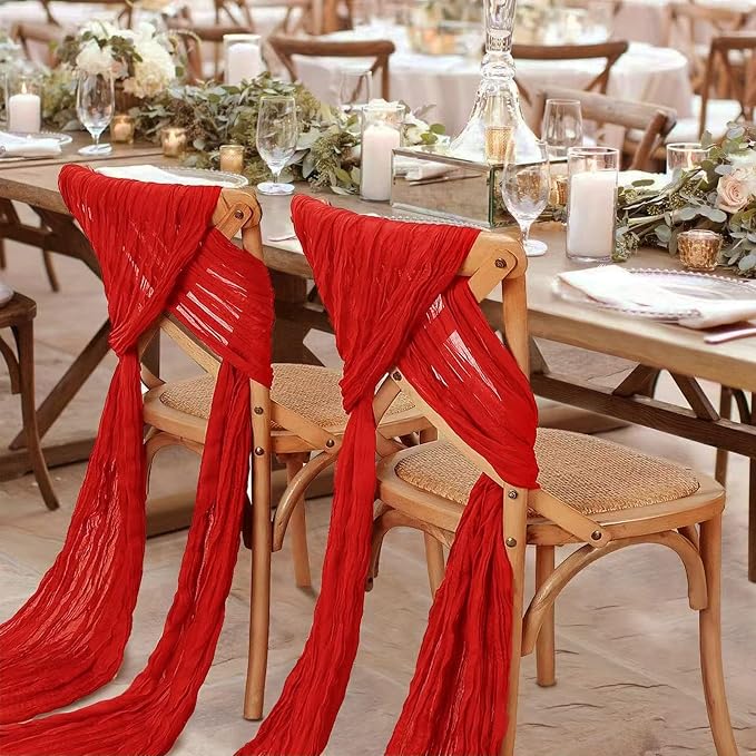 3Pack Red Cheesecloth Table Runner 17x108 inch Red Table Runners | Sheer Cheese - Image 7