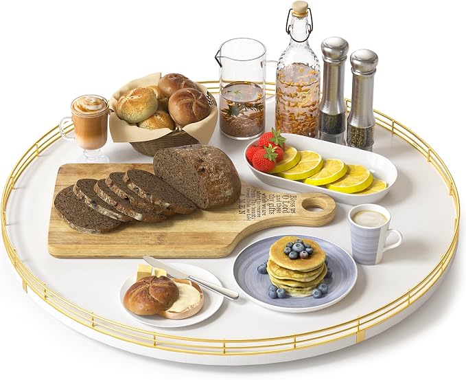 Oroyutor 18-Inch Large Oak Lazy Susan Organizer, smooth 360-degree rotation and by Oroyutor