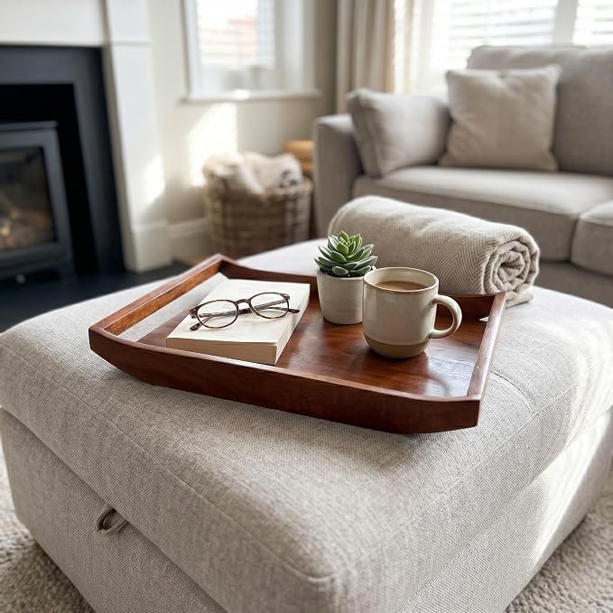 Wooden Serving Tray Set of 2 | Big Size 16x12 & 14x10 Inches | Premium Finish - Image 4