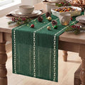 Artoid Mode Green Rustic Cotton Linen Christmas Table Runner, Seasonal by ArtoidMode