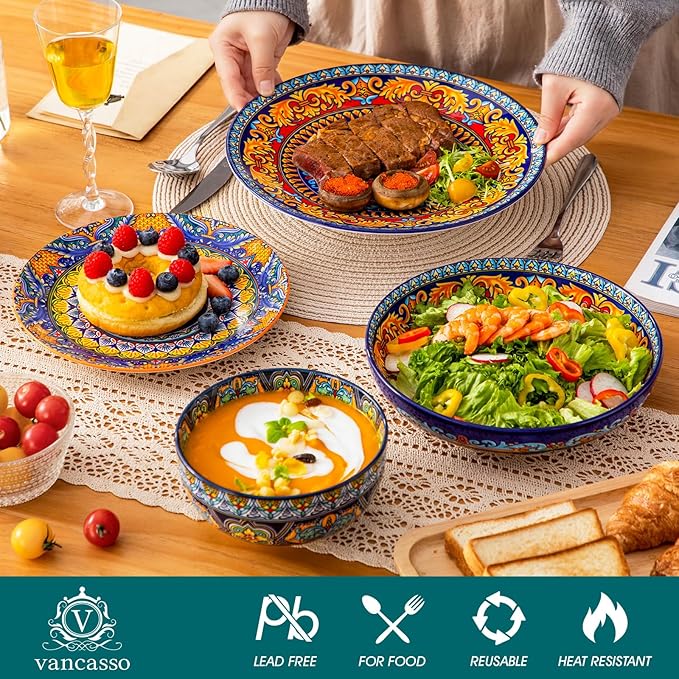 vancasso 24-Piece Dinnerware Sets, Plates & Bowls Sets Service - Image 3