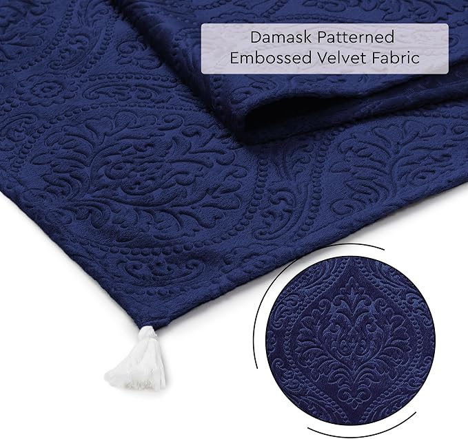 Encasa XO Table Runner, Embossed Velvet, Elegant 13"x72" | Navy Blue, 175 GSM - Image 5