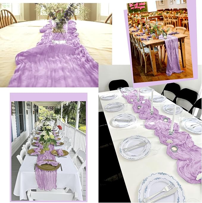 15 Pack Lavender Table Runner 17 x 108inch Cheesecloth Table Runner Boho Gauze - Image 7