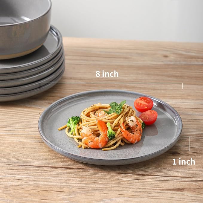 Ceramic Dinner Plates Set of 4, Stoneware 8 Inch, Dishwasher and Oven Safe - Image 2