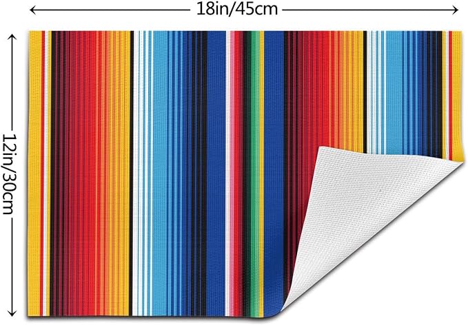 Mexican Placemats Set of 4 Linen 12"x18" Washable Non-Slip Heat-Resistant - Image 4