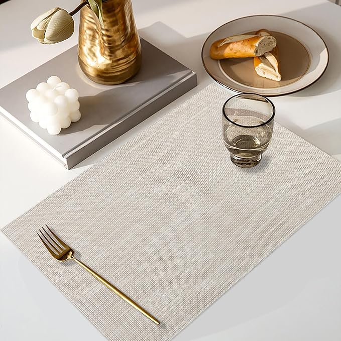 Vinyl Placemats Set of 4, PVC Woven Washable Non-Slip Table Mats, Heat - Image 5