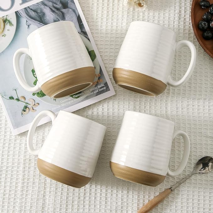 HASENSE Porcelain Coffee Mugs Set of 6, 15 Ounce Large Ceramic Coffee Cups Set - Image 4