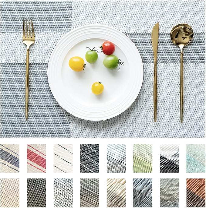 Placemats Set of 12 Vinyl/Plastic Woven Place Mats by Unknown