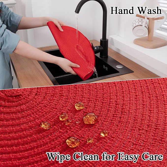 SHACOS 15 inch Round Placemats Set of 6 Braided Non Slip Washable Place Mats - Image 7