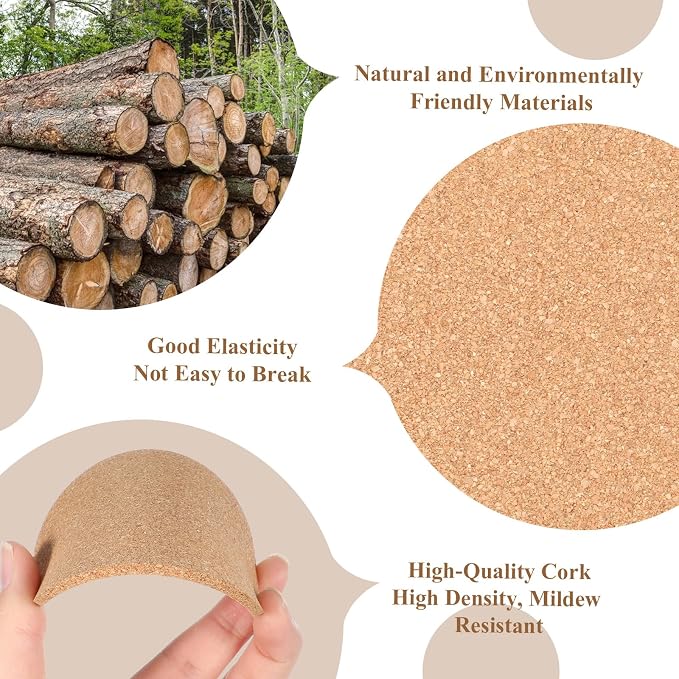 150 Pack Cork Coasters for Drinks, Bulk DIY Blank Coasters for Laser Engraving - Image 3