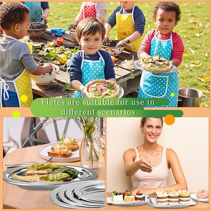 5 Pcs Stainless Steel Oval Platter Set Silver Oval Serving Food Tray Heavy Duty - Image 7