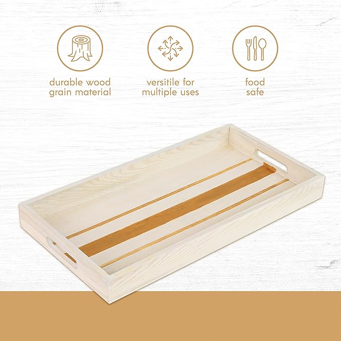 Wood Serving Tray Set with Handles - Image 4