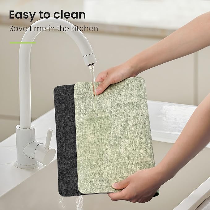 Fyvva Placemats Set of 6 Wipeable Reversible Faux Leather - Image 5