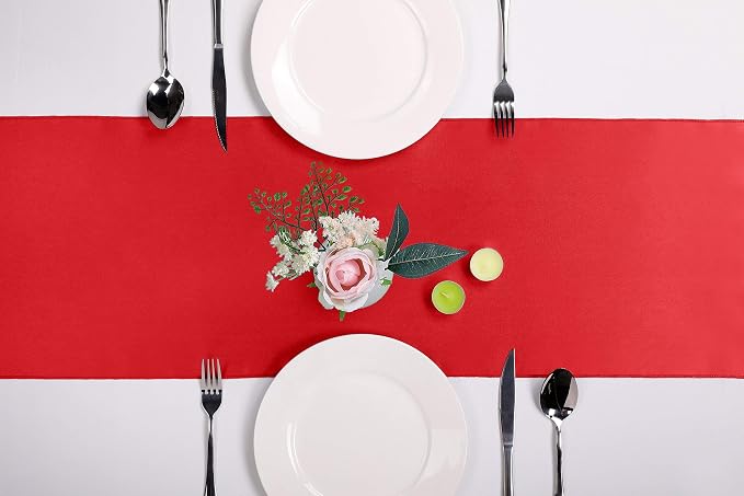 10-Pack Satin Table Runner Red 12 x 108 inches Long, Table Runners - Image 2