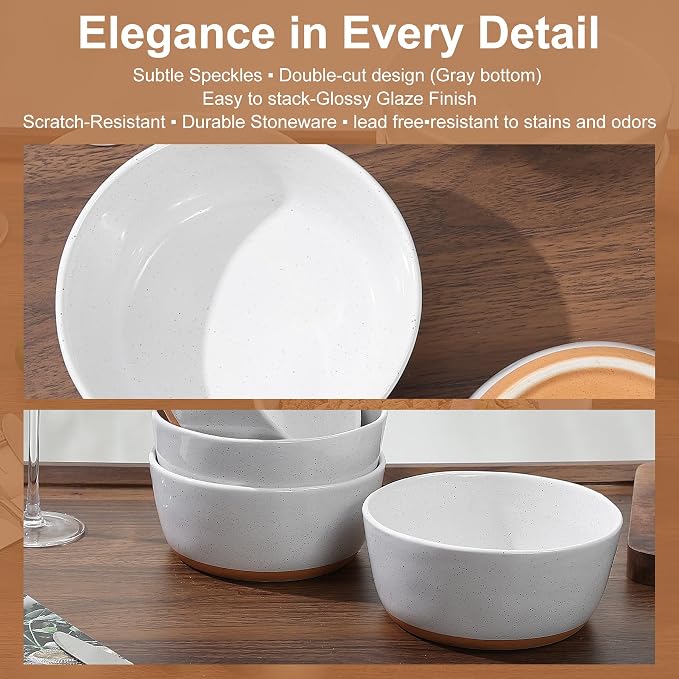 Cereal Bowls Set of 4, Ceramic Bowls - Image 7
