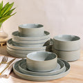 Ceramic Dinnerware Set for 4, 12-Piece Plates and Bowls Set | Lightweight by TheTerra