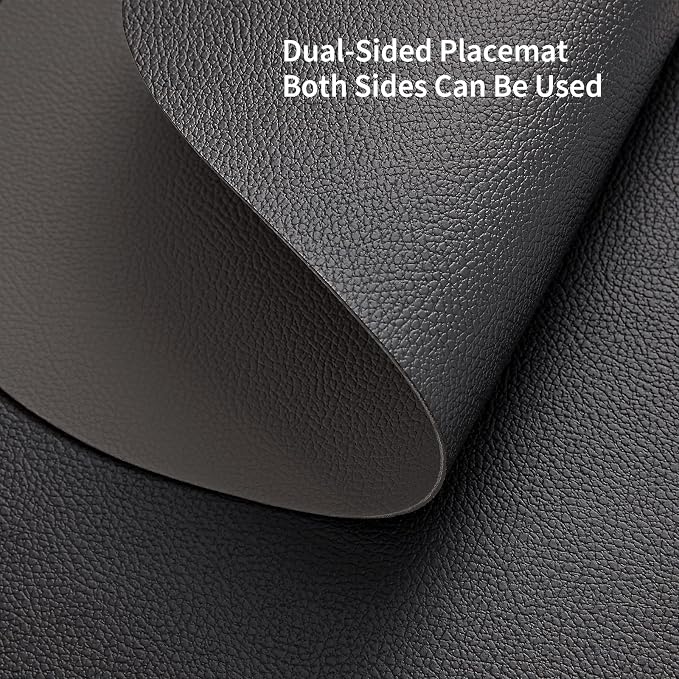 Myir JUN 15 Inches Round Placemats Set of 6 Faux Leather Place Mats | - Image 3