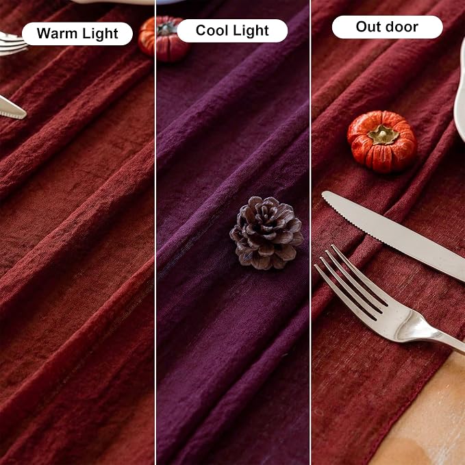 Burgundy Cheesecloth Table Runner 120 Inches - Image 7