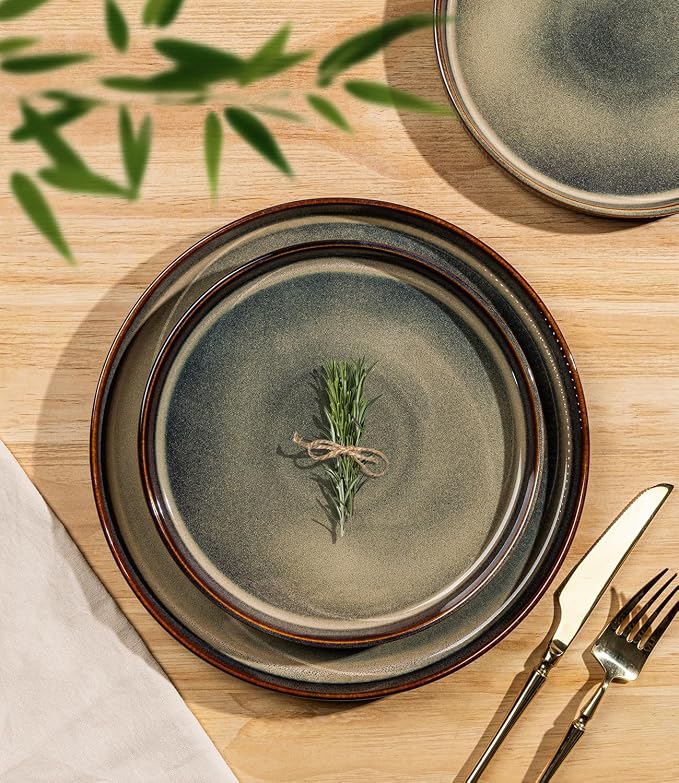 Ceramic Dinnerware Set for 6, 18-Piece Plates and Bowls Set | Lightweight - Image 2