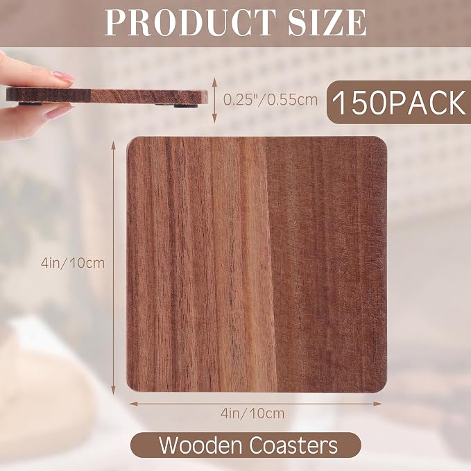 150 Pcs Unfinished Wood Coasters - Image 2