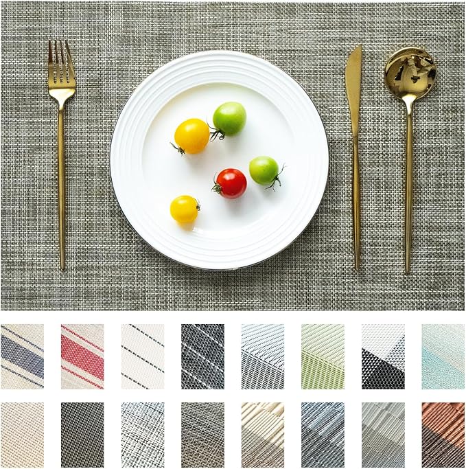 Placemats Set of 6 Vinyl/Plastic Woven Place Mats by Unknown
