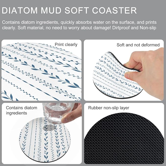 Modern Minimalist Coasters Set of 6, Absorbent Coasters - Image 9