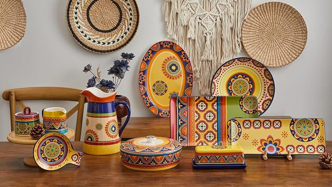 Bico Tunisian Ceramic 16 inch Oval Platter, Microwave & Dishwasher Safe - Image 6