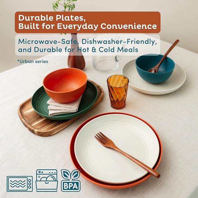 8-Pack Reusable Wheat Straw Plates Set - Image 8