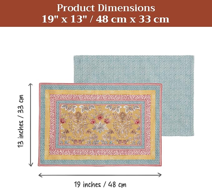 Maison d' Hermine Placemats Set of 4 Reusable 100% Cotton | Cloth Place Mats - Image 7