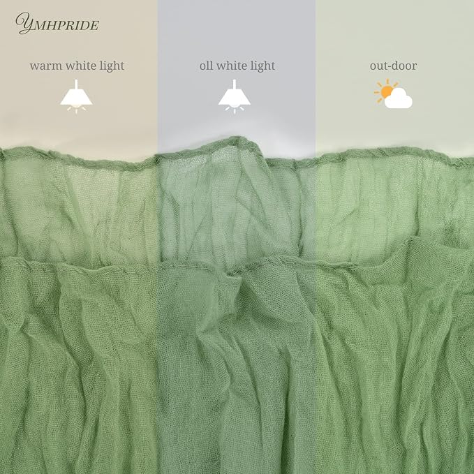 YMHPRIDE 12 Pack Cheesecloth Table Runner 35x120in Sage Green Table Runner | - Image 5