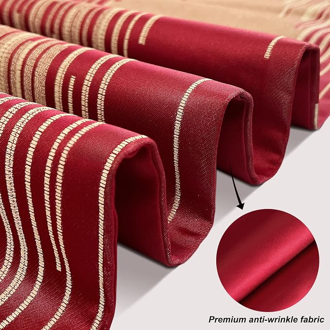 Elegant Modern Red Table Runner, Embroidery Geometric, Ring Tassels | Table - Image 2