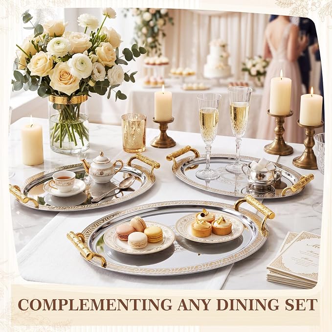 3 Pack Metal Serving Trays - Image 5