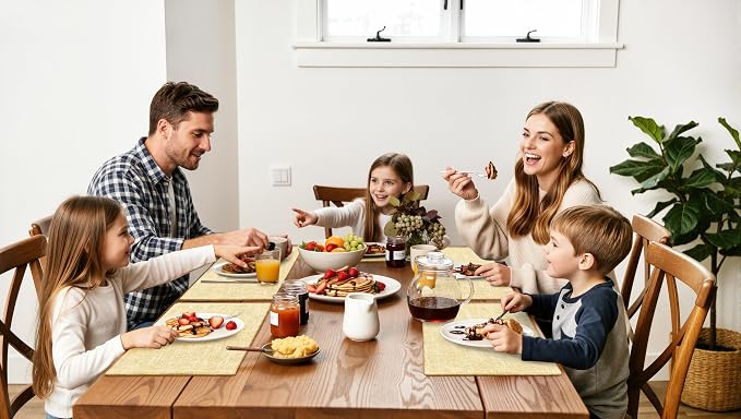 Faux Cotton Linen Placemats Set of 8, Cloth Washable Farmhouse Dining Table Mats - Image 8