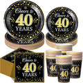 Pickmesh 250 Pcs 40th Birthday Party Supplies Decorations Serve 50 Black Gold by Pickmesh