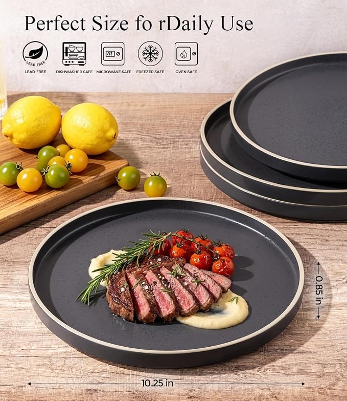 LERATIO Ceramic Dinner Plates Set of 6, 10.25 inch Large ceramic plates | - Image 2